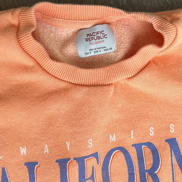 ASOS Pull&Bear California varsity sweatshirt crewneck orange S - Picture 7 of 9